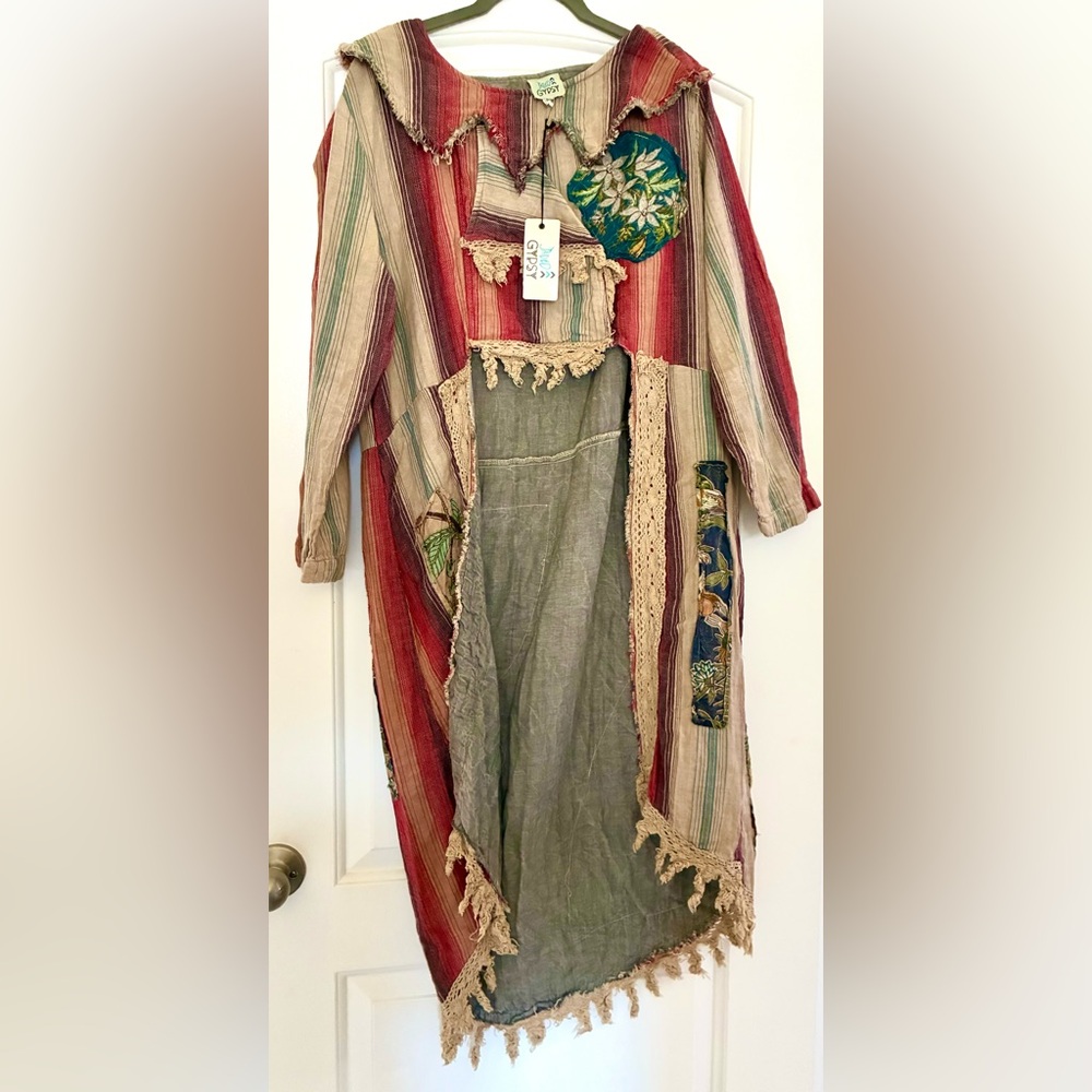 Jaded Gypsy Hi Low Tunic in Red and Cream
